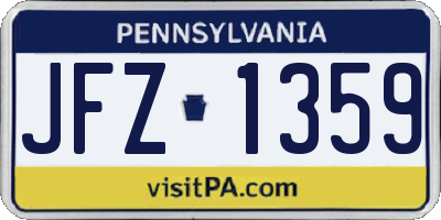 PA license plate JFZ1359