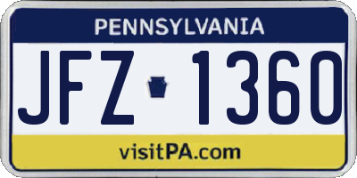 PA license plate JFZ1360