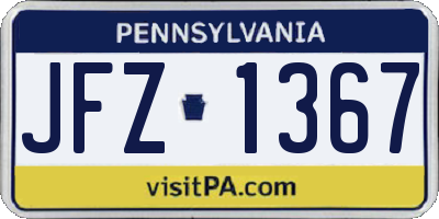 PA license plate JFZ1367