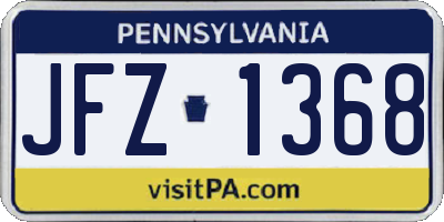PA license plate JFZ1368