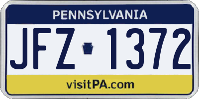 PA license plate JFZ1372