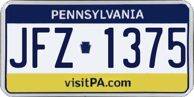 PA license plate JFZ1375