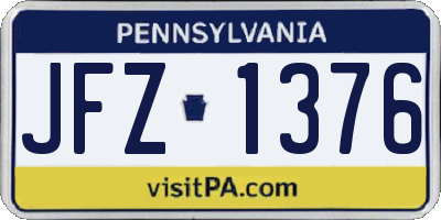 PA license plate JFZ1376