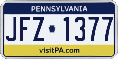 PA license plate JFZ1377