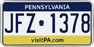 PA license plate JFZ1378
