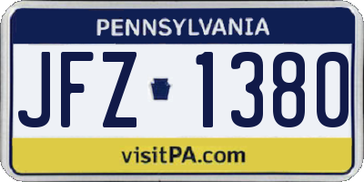 PA license plate JFZ1380