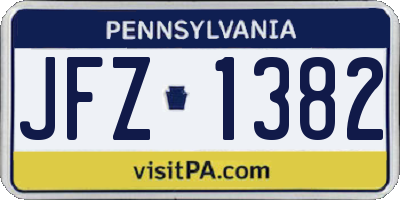 PA license plate JFZ1382