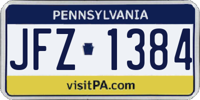 PA license plate JFZ1384