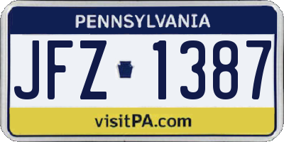 PA license plate JFZ1387