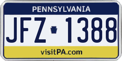 PA license plate JFZ1388