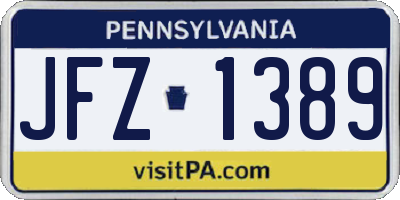 PA license plate JFZ1389
