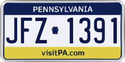PA license plate JFZ1391