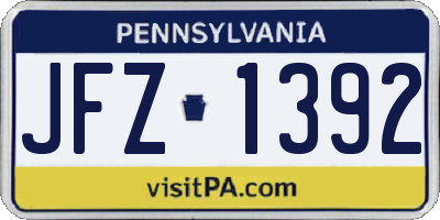 PA license plate JFZ1392