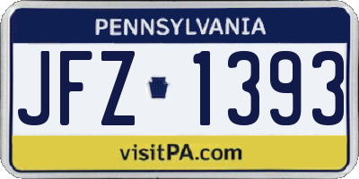 PA license plate JFZ1393