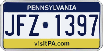 PA license plate JFZ1397