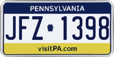 PA license plate JFZ1398