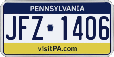 PA license plate JFZ1406