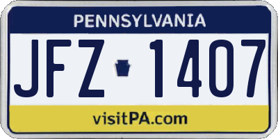 PA license plate JFZ1407