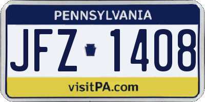 PA license plate JFZ1408