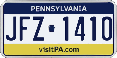 PA license plate JFZ1410