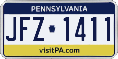 PA license plate JFZ1411
