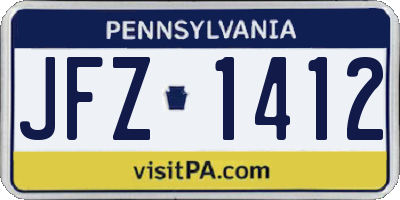 PA license plate JFZ1412
