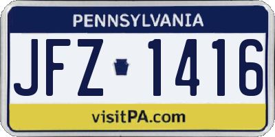 PA license plate JFZ1416