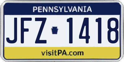 PA license plate JFZ1418