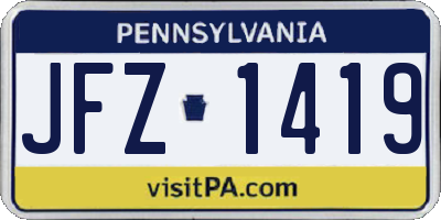 PA license plate JFZ1419