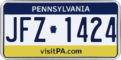 PA license plate JFZ1424