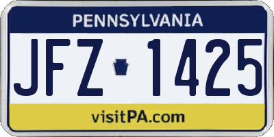 PA license plate JFZ1425