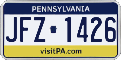 PA license plate JFZ1426