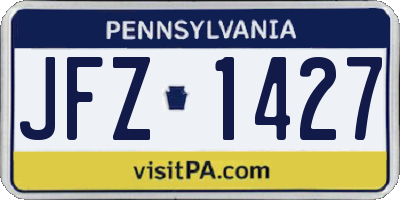 PA license plate JFZ1427