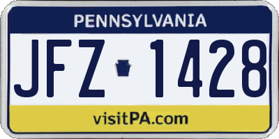 PA license plate JFZ1428