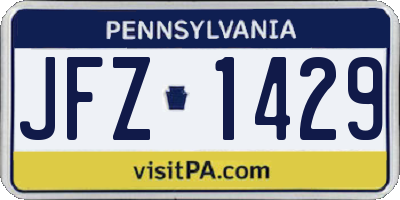 PA license plate JFZ1429