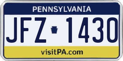PA license plate JFZ1430