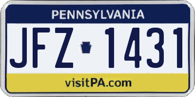 PA license plate JFZ1431