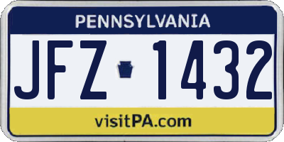 PA license plate JFZ1432