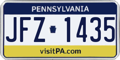 PA license plate JFZ1435