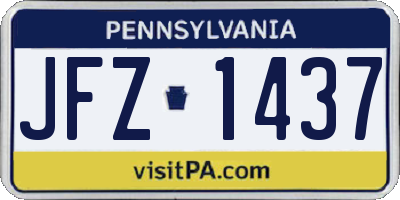 PA license plate JFZ1437
