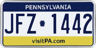 PA license plate JFZ1442