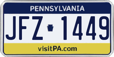 PA license plate JFZ1449