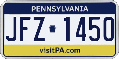 PA license plate JFZ1450
