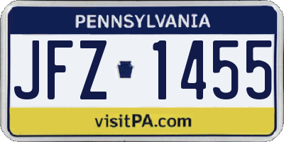 PA license plate JFZ1455