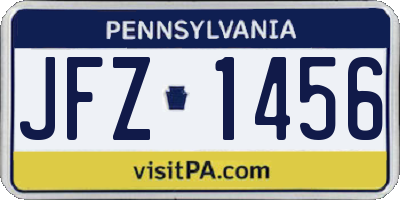 PA license plate JFZ1456