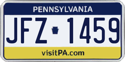 PA license plate JFZ1459