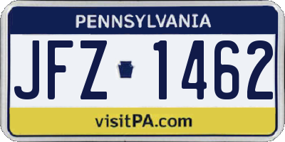 PA license plate JFZ1462
