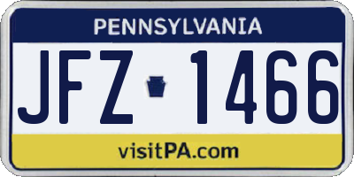 PA license plate JFZ1466