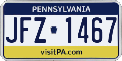 PA license plate JFZ1467