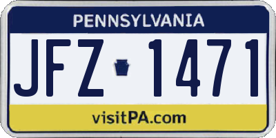 PA license plate JFZ1471